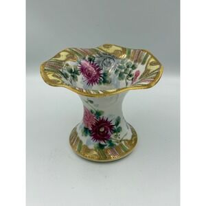 Antique Nippon Hand-Painted Porcelain Ruffled Floral Vase (Circa 1891-1911)